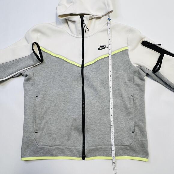 Nike Tech Fleece Hoodie Jacket Mens Large Gray White CU4489-133 Full Zip Pocket - Picture 11 of 15